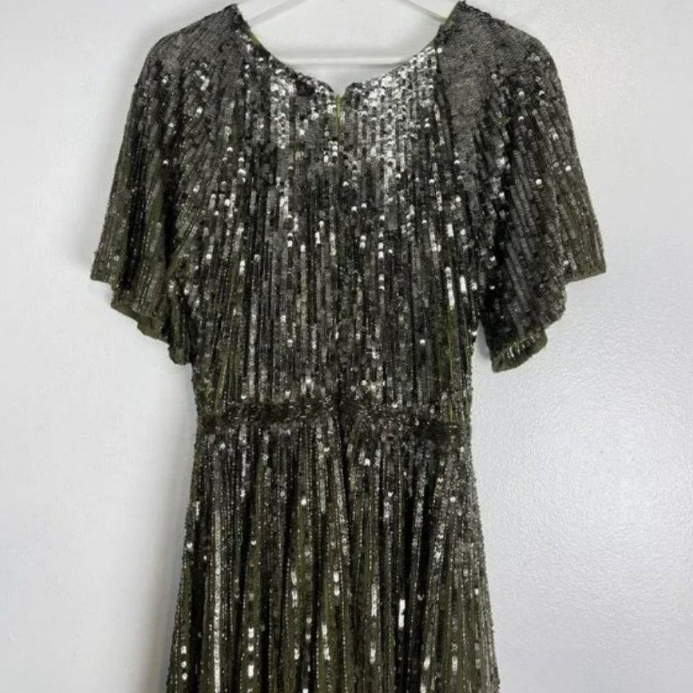 MAC DUGGAL Sequin Stripe Gown in Olive Size US 10 - Picture 5 of 6